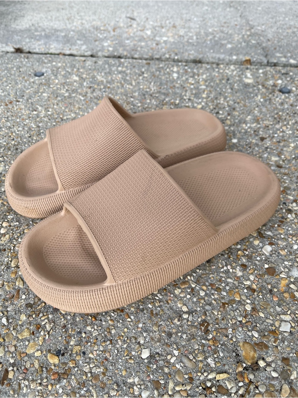Women's Slide Sandals in Taupe - Comfortable Everyday Slip-Ons